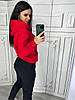 Теплий флісовий жіночий костюм Bavinchi кофта на блискавці та штани (на флісі Туреччина) червоний / чорний, фото 2