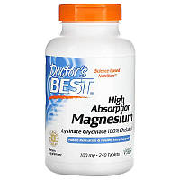 Магний глицинат хелатный, Doctor's Best magnesium glycinate lysinate 240 таб