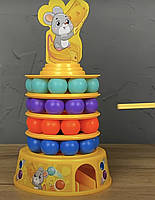 Дитяча настільна гра Смачний БаланСир 4FUN Game Club, 36 кульок, основа, 4 кільця, палички, наліпки, фігурка мишеняти, в кор, фото 3