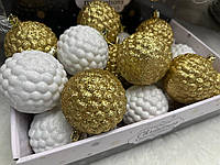 Набор новогодних шаров 20 шт. по 8 см разные цвета белый золото