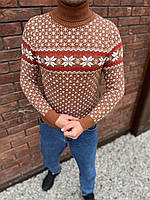Новогодний мужской свитер для праздничных фотосессий, теплый рождественский зимний свитер с снежинками