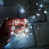 Гірлянда LED на батарейках + USB, 10 м, біла, фото 3