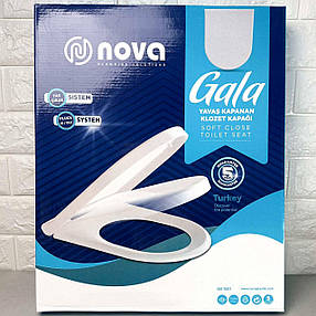 Біла кришка для унітазу, що вільнопадає, із сидінням GALA soft-close, фото 1
