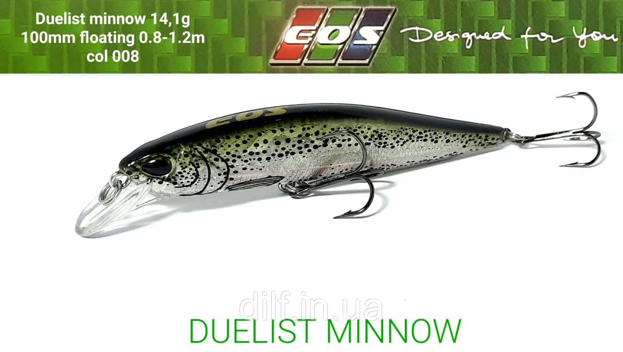Воблер EOS Duelist Minnow 100F вага 14.1г заглиблення 0.8-1.2м (колір 008), фото 1