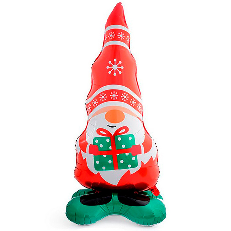 Фольгована велика повітряна куля новорічна фігурна 3D Гном, 58"