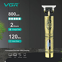 Професійний тример VGR V-091 машинка для стрижки волосся і бороди на акумуляторі з насадками, фото 5