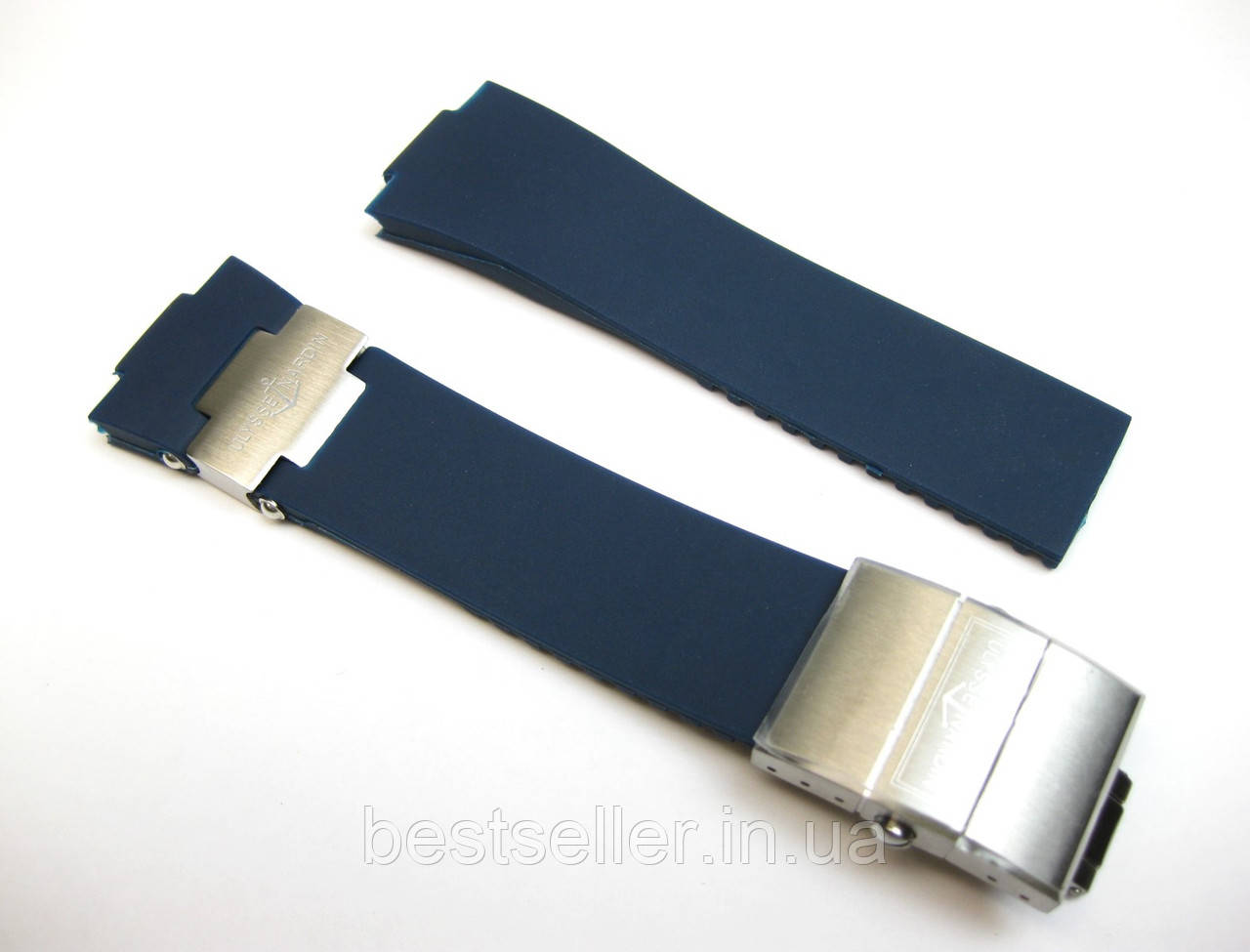 Ремінець ULYSSE NARDIN BLUE/SILVER 25x20mm з фірмовою застібкою. ТОП якість AAA
