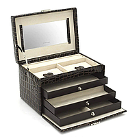 Скринька для коштовхів Friedrich Lederwaren Jolie лакова коричнева крокодил