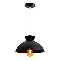 Подвесная люстра лофт с металлическим плафоном на 1 лампочку Е27 в черном цвете Sirius HN 8265 BK