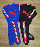 Дитячий однотонний (чорний синій) спортивний костюм оптом теплий для хлопчика на флісі р.28 30 32 34 36
