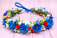 Вінок на голову / віночок для волосся з волошками під вишиванку блакитний 799, фото 2