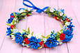 Вінок на голову / віночок для волосся з волошками під вишиванку блакитний 799, фото 3