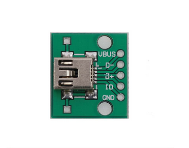 Роз'єм mini USB, гніздо 5 pin із платою, монтажне, USB-MINI-4., фото 1