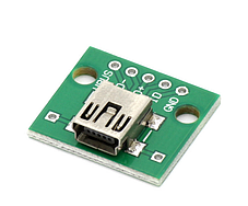 Роз'єм mini USB, гніздо 5 pin із платою, монтажне, USB-MINI-4., фото 3
