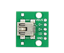 Роз'єм mini USB, гніздо 5 pin із платою, монтажне, USB-MINI-4., фото 5