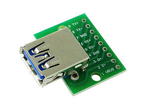 Роз'єм mini USB, гніздо 5 pin із платою, монтажне, USB-MINI-4., фото 1