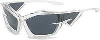 Модные очки солнцезащитные геометрической формы Retro Y2K прозрачная оправа с черными линзами