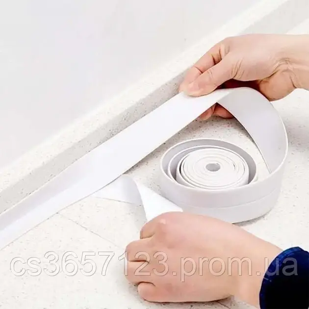 Клейка стрічка бордюрна водонепроникна, ізолятор для швів ванної, кухні 38 мм 3.2м