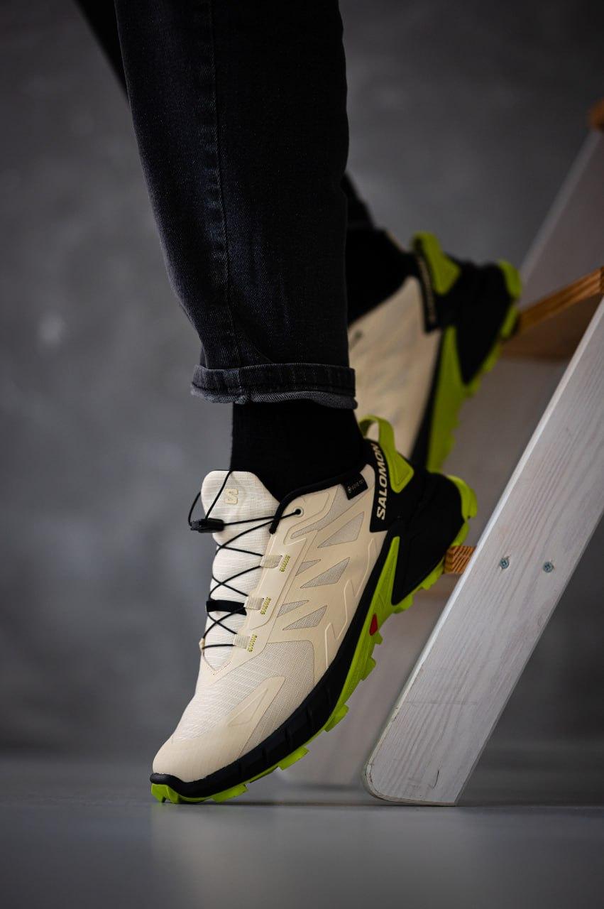 Кросівки чоловічі бежеві Salomon Beige Black Neon Green (13527)
