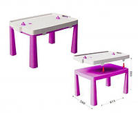 Пластиковый стол с насадкой для аэрохоккея розовый