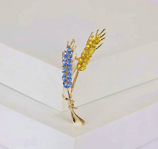 Брошь колосок пшеница патриотическая Украина в сине-желтом цвете (ID ...