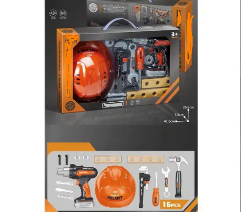 Дитячий будівельний ігровий набір 778-28 з 11 інструментів із каскою та дрилем