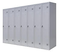 Шкаф металлический для одежды, 7 секций, 7 дверей, секция 300 мм ГАЛЛА