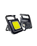 Ліхтарик - брелок Keychain Light 15155 Mini COB акумуляторний з карабіном та магнітом Чорний, фото 6
