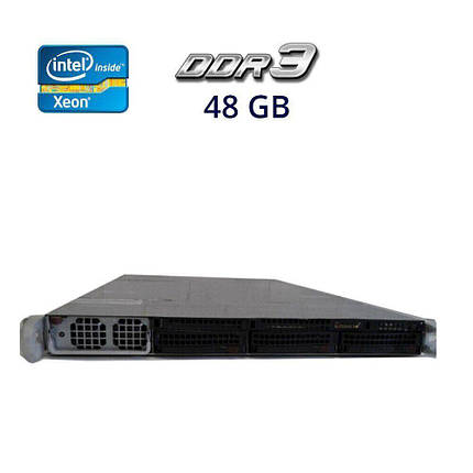 Сервер Supermicro 1U / 2x Intel Xeon X5670 (6 (12) ядер по 2.93 - 3.33 GHz) / 48 GB DDR3 / Без HDD / 2x nVidia Tesla M2090, 6 GB, фото 1