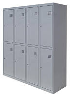 Шкаф металлический для одежды, 4 секции, 8 дверец, секция 400 мм ГАЛЛА