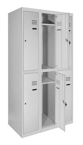 Шкаф металлический для одежды с верхней полкой, 3 секции, 6 дверец ...