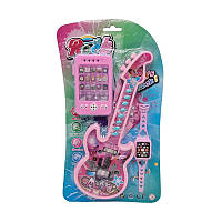 Детская игрушка "Гитара" Bambi 8120-2 с наручными часами и телефоном (Розовый)