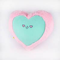 Мягкая игрушка Подушка сердце кот 43см розово-мятная