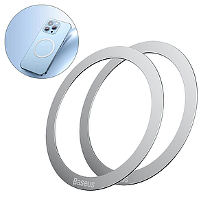 Пластина для MagSafe Baseus Halo Series Magnetic Metal Ring 2pcs/pack PCCH000012 Silver, фото 1
