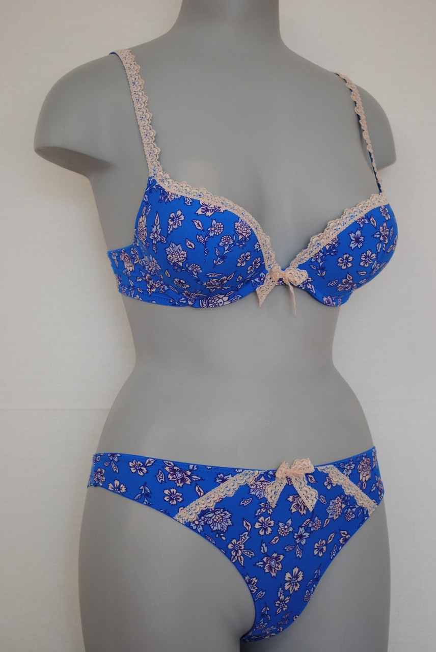 Синій комплект жіночої білизни