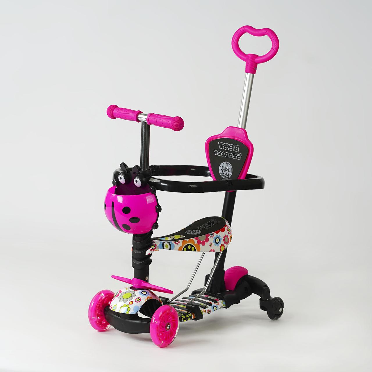Самокат триколісний 5в1 з батьківською ручкою LS-96302 Best Scooter з додатковими колесами