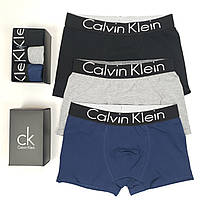 Мужские трусы боксеры 3шт Calvin Klein. Мужское нижнее белье набор в коробочке Кельвин Кляйн. Трусы хлопковые