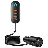 Автомобільний зарядний пристрій Usams US-CC161Car Charger 3USB + Type-C 156W With Cigarette Lighter Black