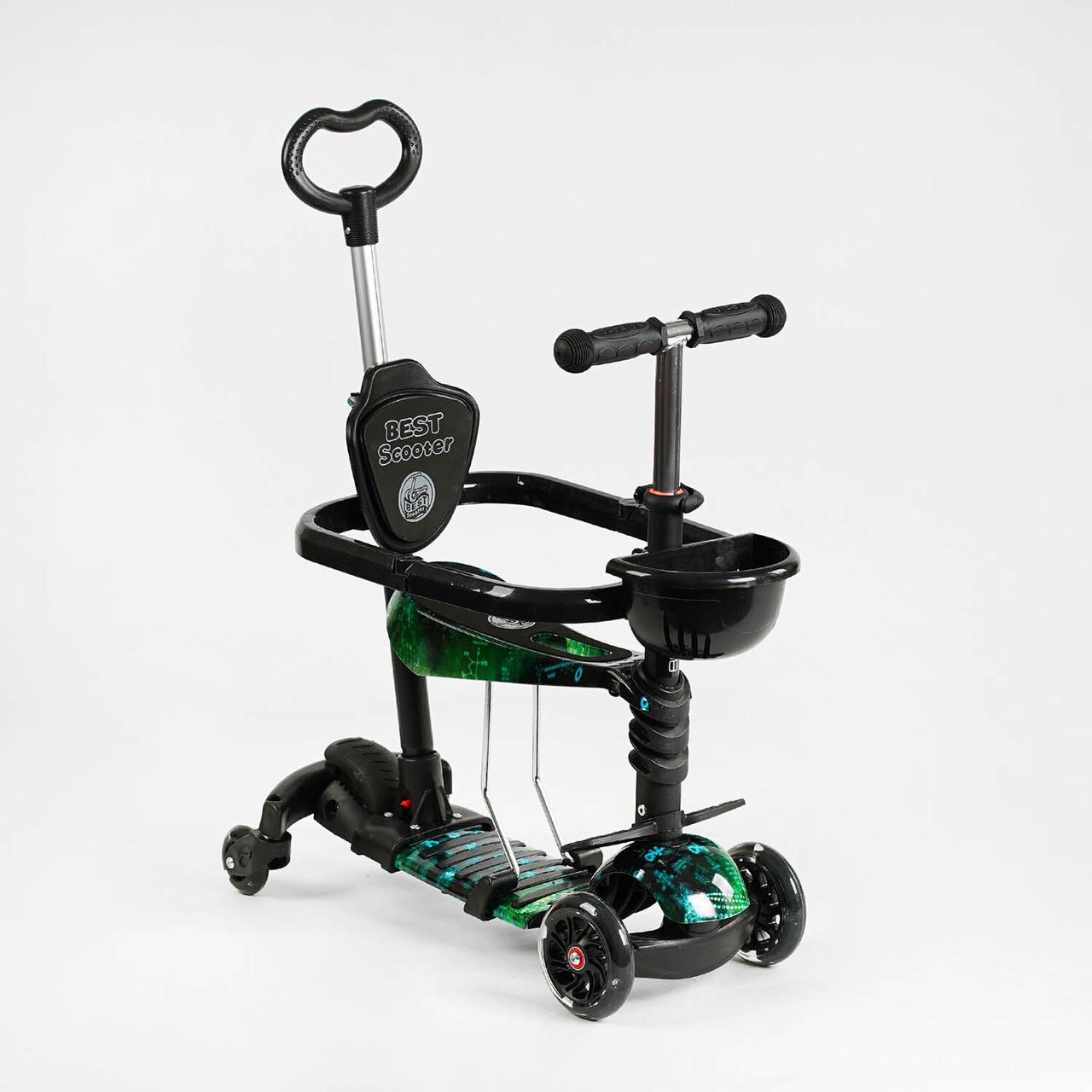 Самокат триколісний 5в1 з батьківською ручкою LS-67633 Best Scooter з додатковими колесами