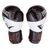 Боксерські рукавички на липучці ELAST чорно-білі (розміри 10-12 унцій) EVDX-WG