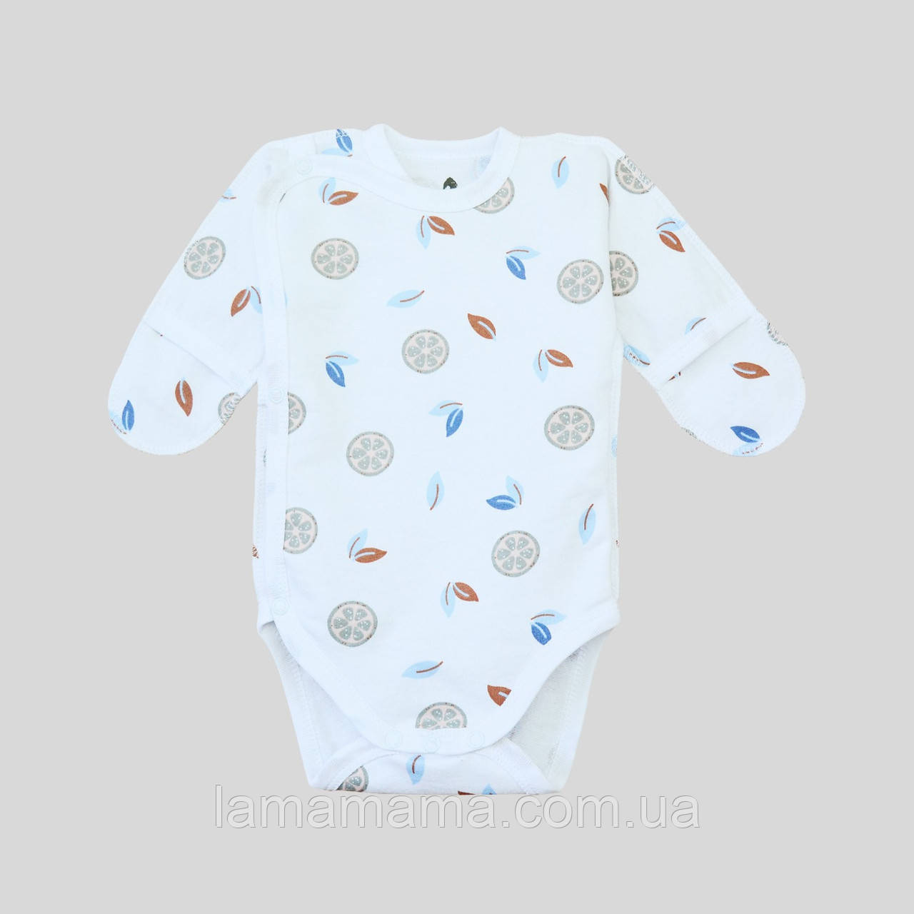Теплий боді-льоля (футер з начосом) з довгим рукавом Мандарини Minikin, фото 1