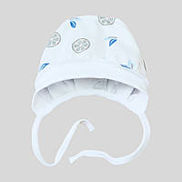 Теплый чепчик на завязках для новорожденных (футер с начесом) Мандарины Minikin 43