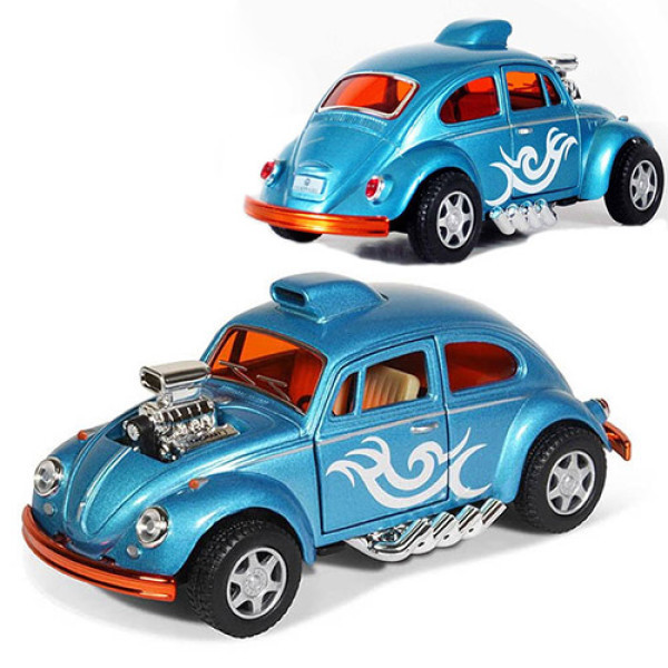 Колекційна машинка Volkswagen Beetle Custom Dragracer Kinsmart KT5405W B Блакитний, 12 см (KT5405W(Light-Blue)-RT)