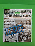 Пакет з прорізною ручкою(45*52+3)"Газета"LONDON blue"(50 шт)Пакети з вирубною ручкою, фото 2