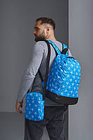 Рюкзак Adidas + Мессенджер синий Комплект городской спортивный мужской Адидас Портфель + Сумка через плечо