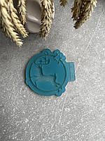 Молд 005 олень в кругу со звездой для новогодних игрушек на ёлку силиконовая форма для епоксидной смолы