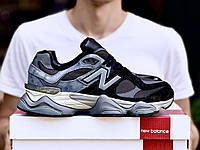 Мужские кроссовки New Balance 9060 Black Grey Обувь Нью Беланс 9060 черные замш текстиль сетка рефлектив