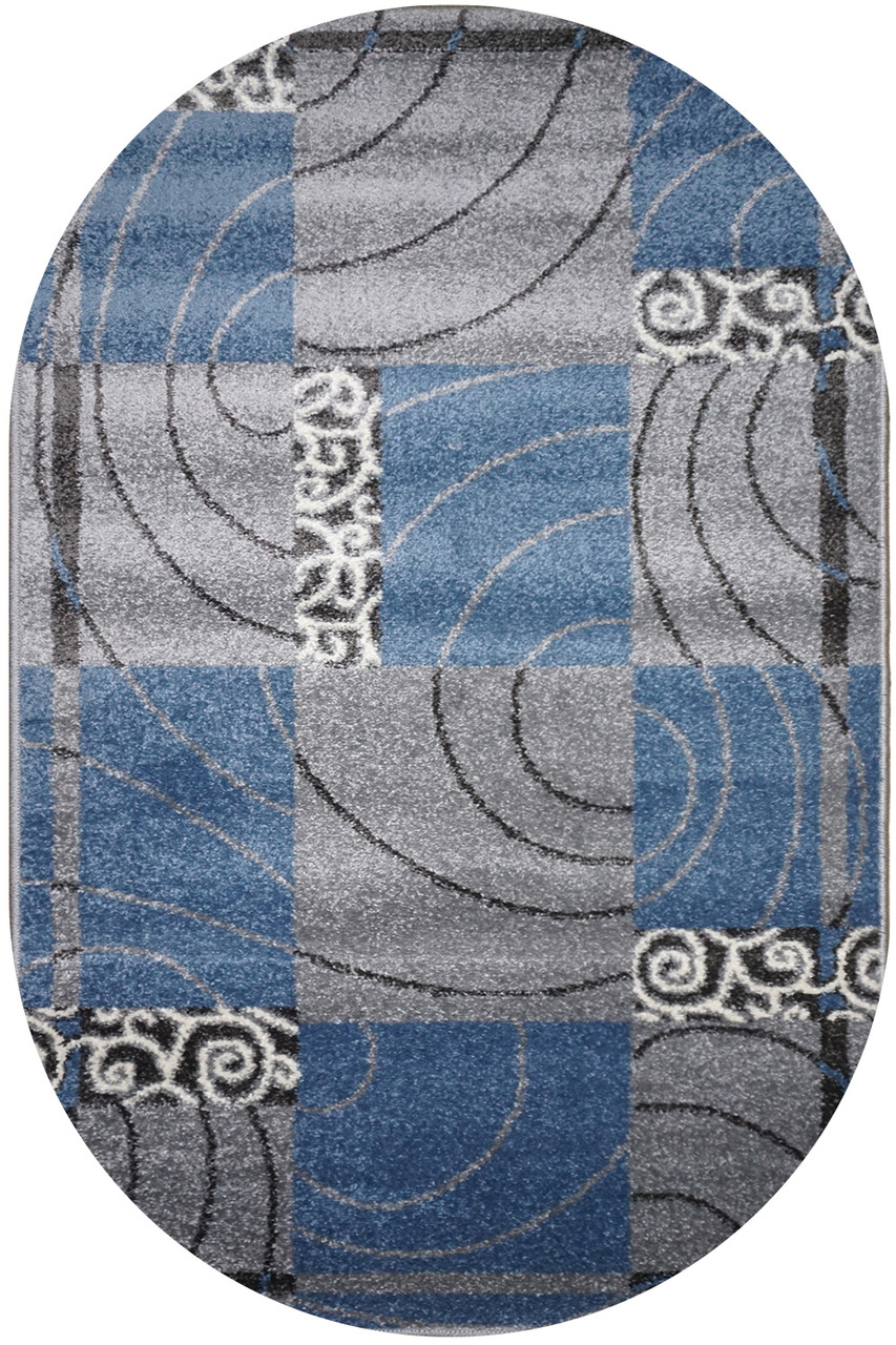 Килим сучасний AQUA 02574E синій/сірий, 0,8х1,5 м