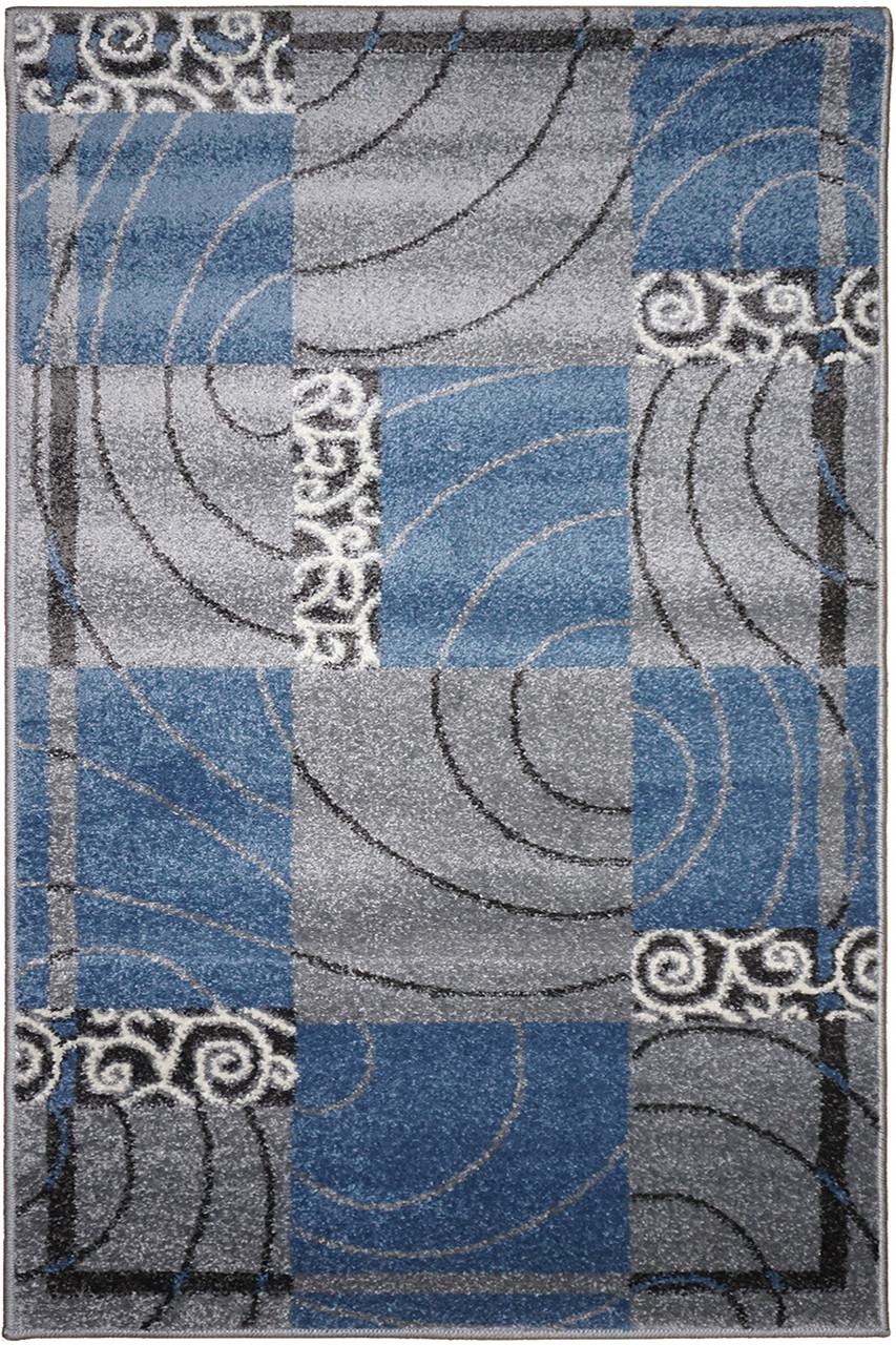 Килимова доріжка із середнім ворсом сіра AQUA 02578B Blue/L.Grey ширина 80 см, фото 1