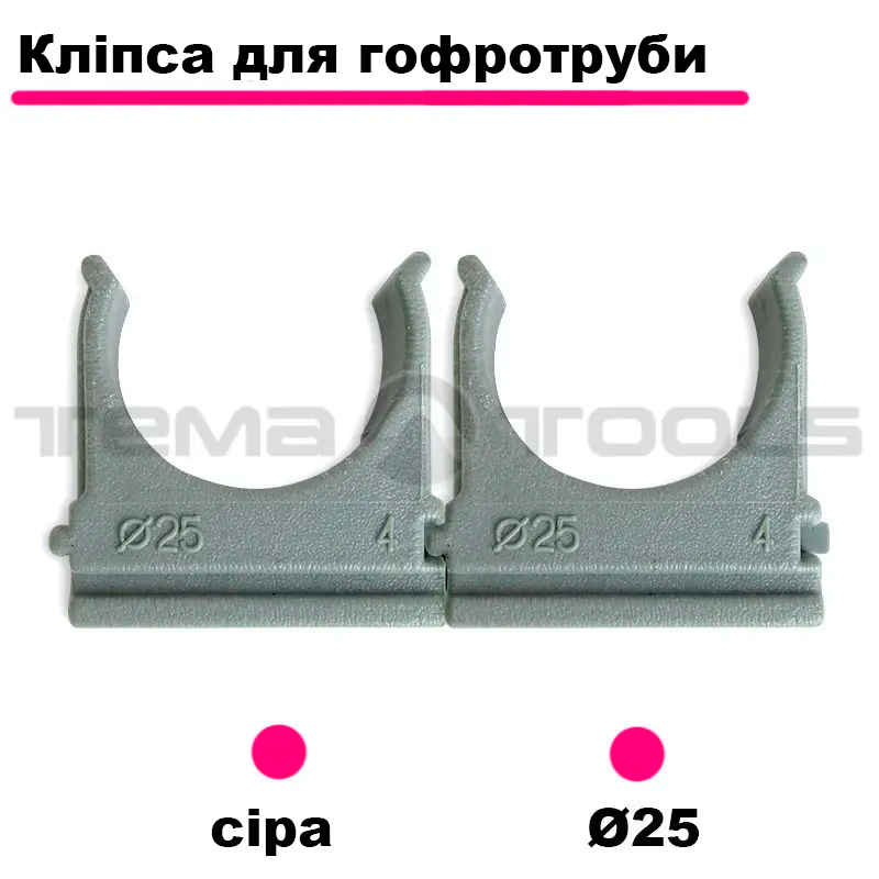 Кріплення для пластикових труб 25 мм (100 шт), Кріплення для гофрованої труби, Тримач труби на стіні